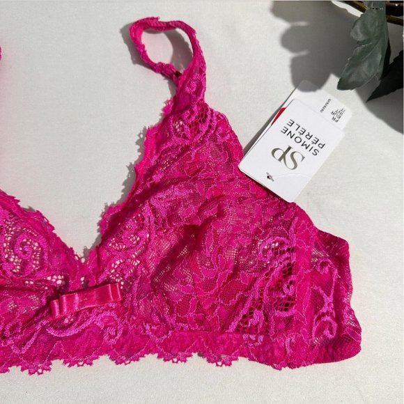 NWT $74 Simone Perele [ 2 INT ] Celeste‎ Wireless Bralette in Fuchsia Pink - Picture 5 of 11